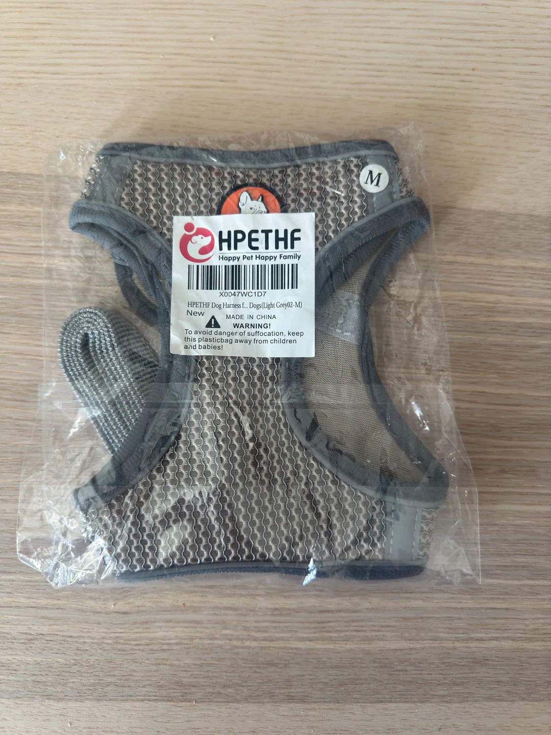 HPETHF Dog Harness and Leash Set Grey Size M