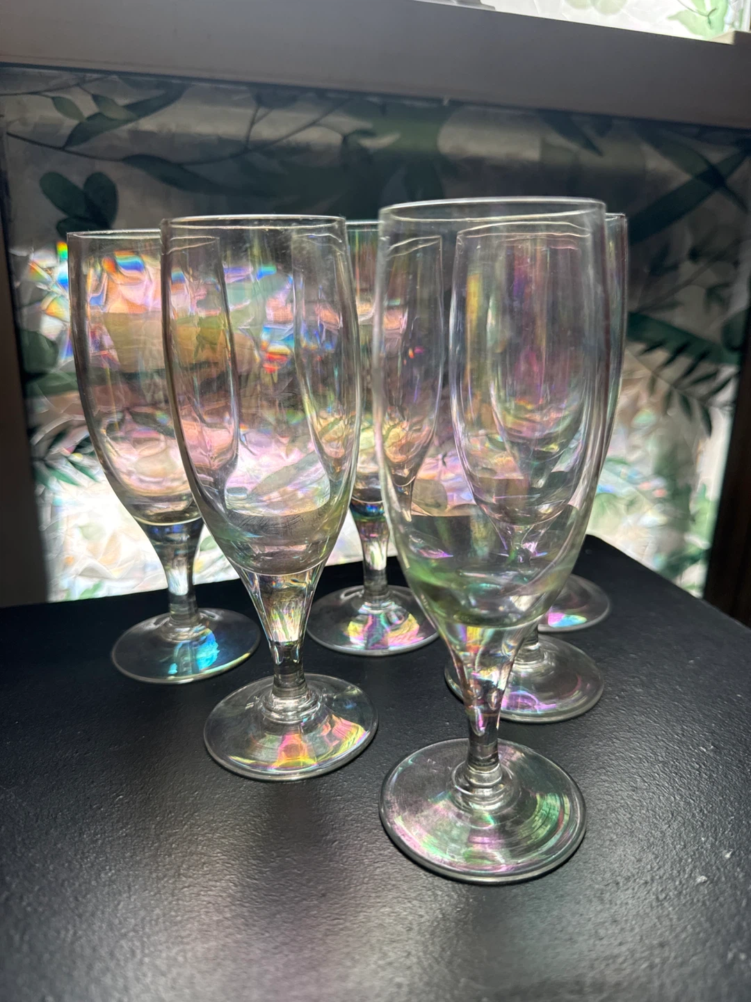 Set of 6 Iridescent Champagne Flutes