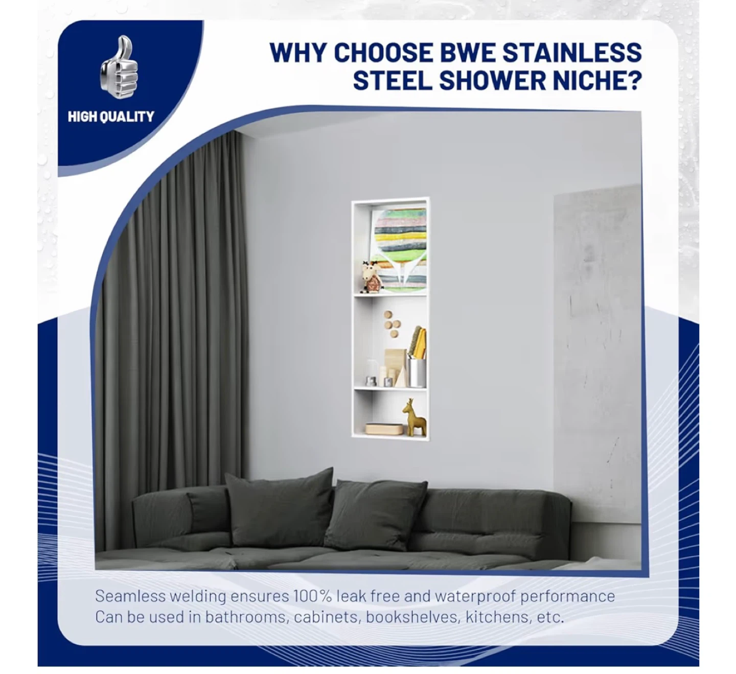 Stainless Steel Shower Niche Shelf - photo 3