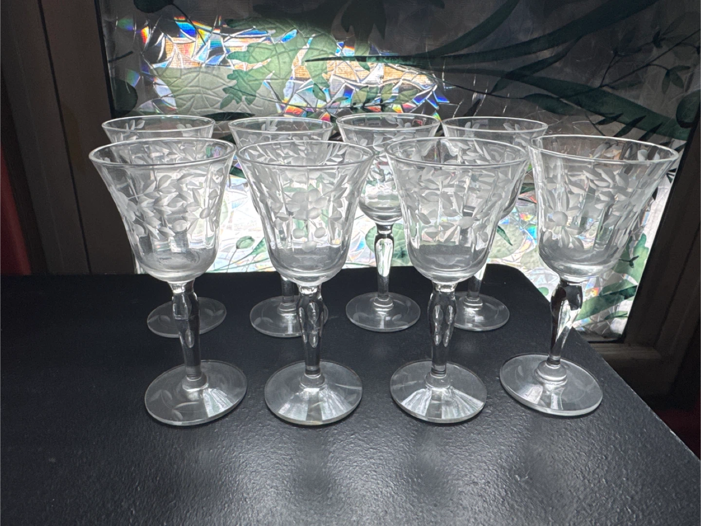 Set of 8 Etched Glass Cordial Glasses - photo 2