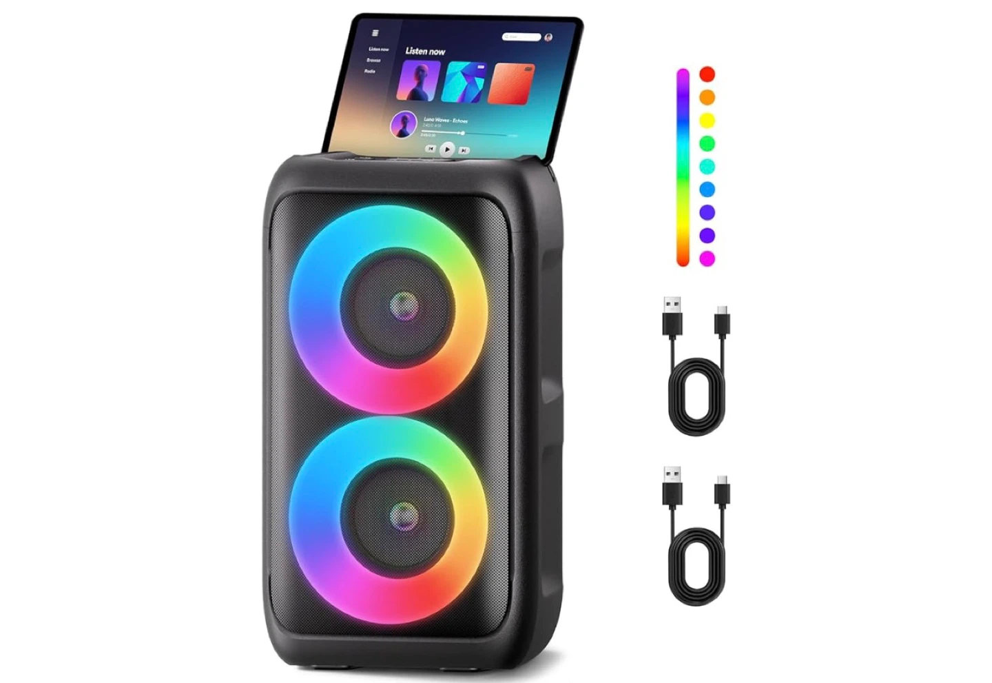 Portable Bluetooth Speaker with RGB Lights and Phone Stand