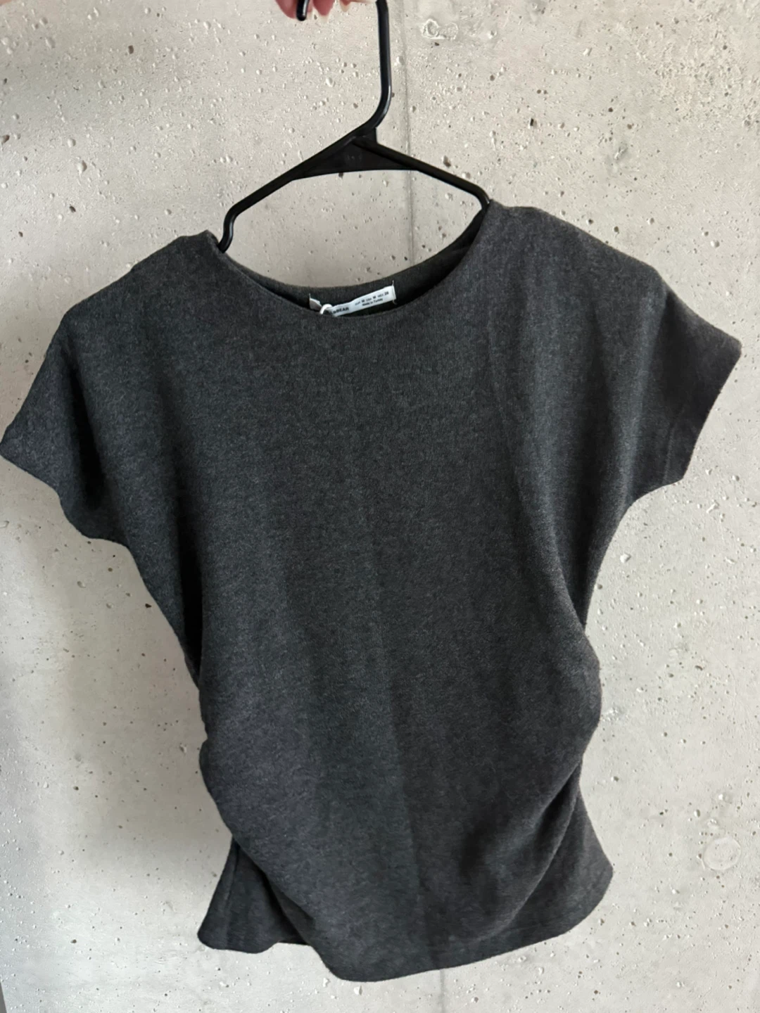 Pull & Bear Dark Grey Ruched T-Shirt BNWT