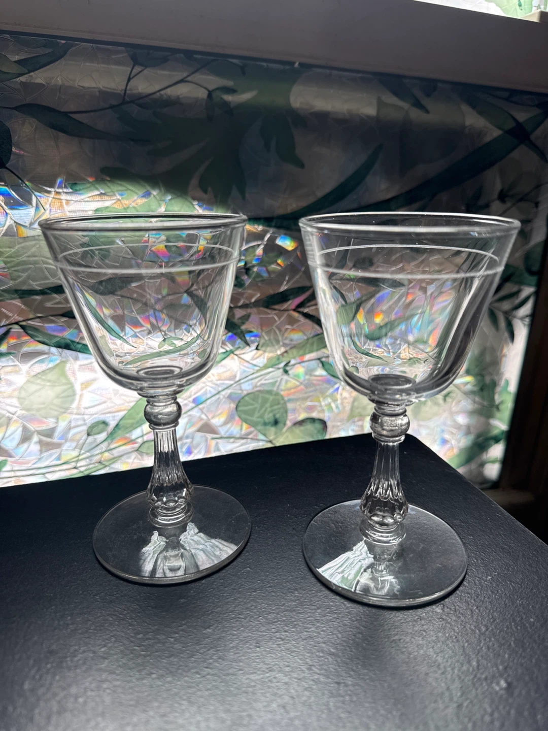 Set of 2 Clear Crystal Cocktail Glasses