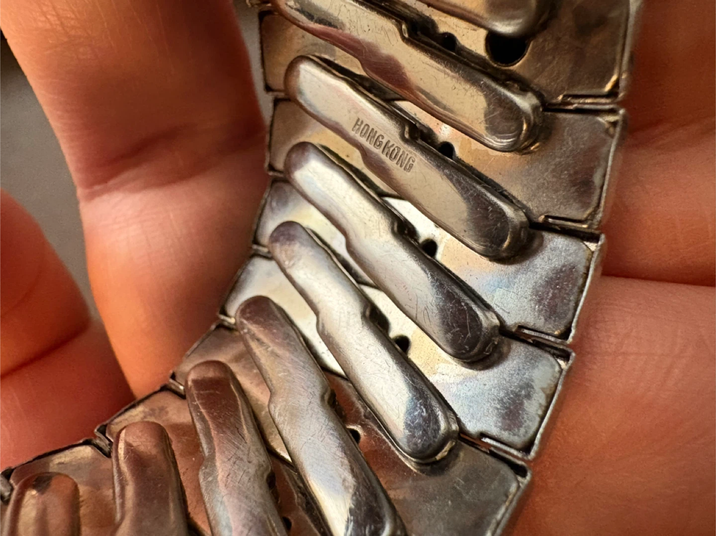 Vintage Hongkong Silver Tone Stretch Bracelet - photo 2