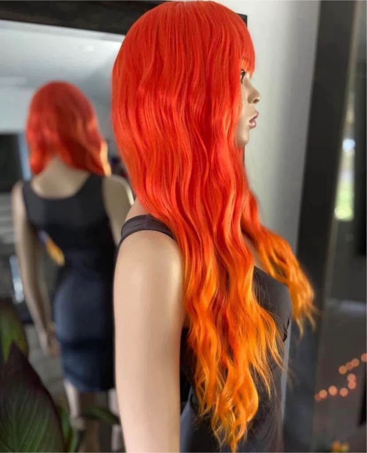 NWOT Long Wavy Bright Orange Ombré Synthetic Wig 🏆 2206 - photo 5