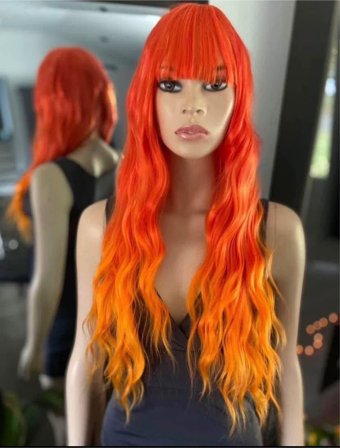 NWOT Long Wavy Bright Orange Ombré Synthetic Wig 🏆 2206
