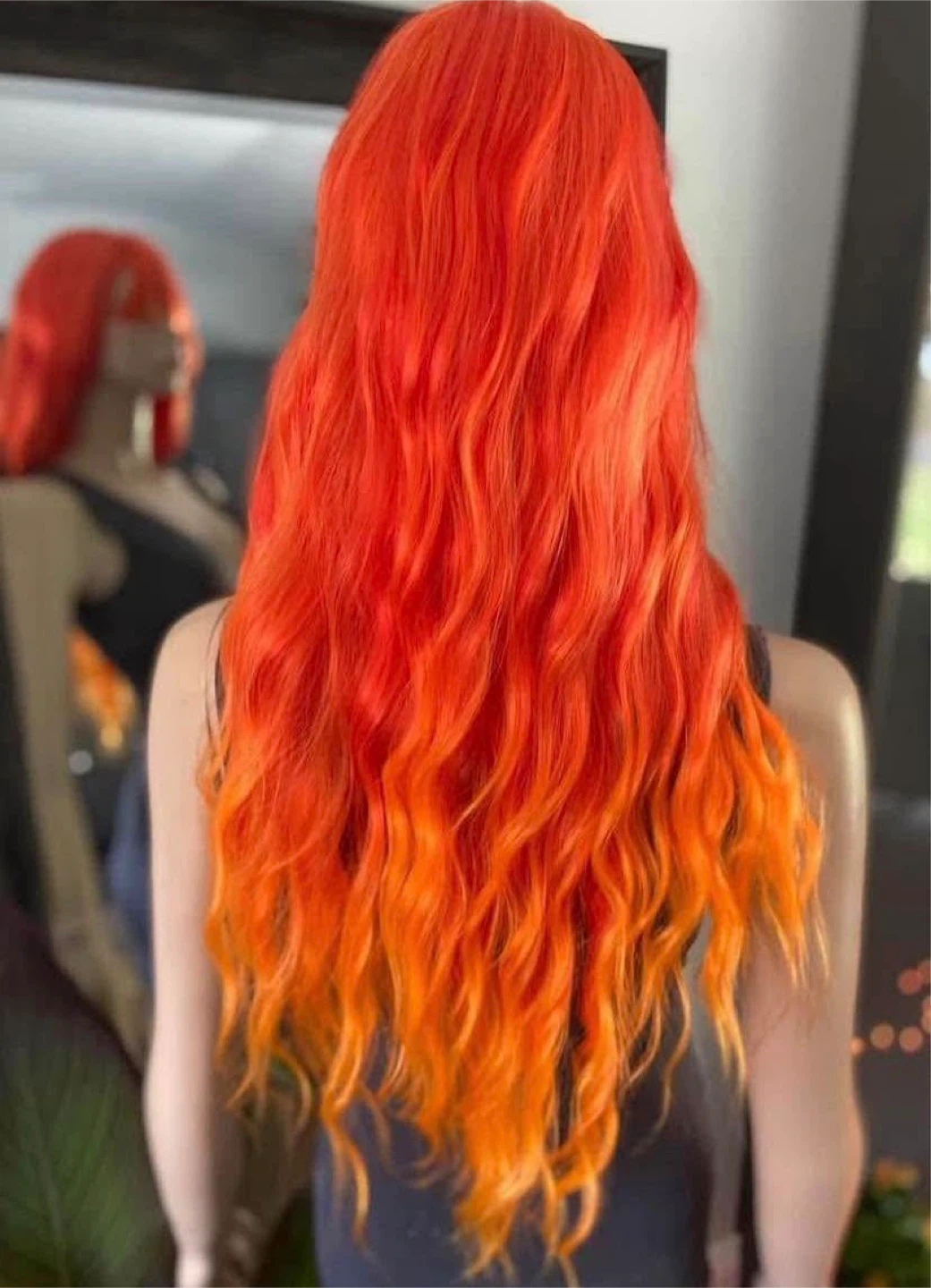 NWOT Long Wavy Bright Orange Ombré Synthetic Wig 🏆 2206 - photo 4