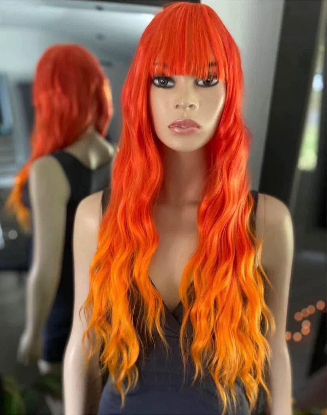 NWOT Long Wavy Bright Orange Ombré Synthetic Wig 🏆 2206 - photo 3