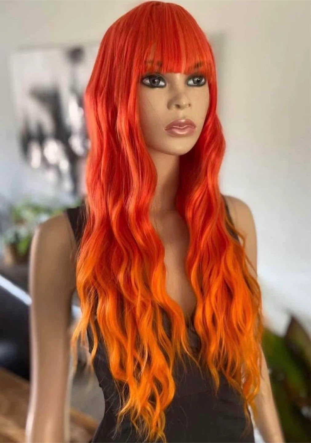 NWOT Long Wavy Bright Orange Ombré Synthetic Wig 🏆 2206 - photo 2
