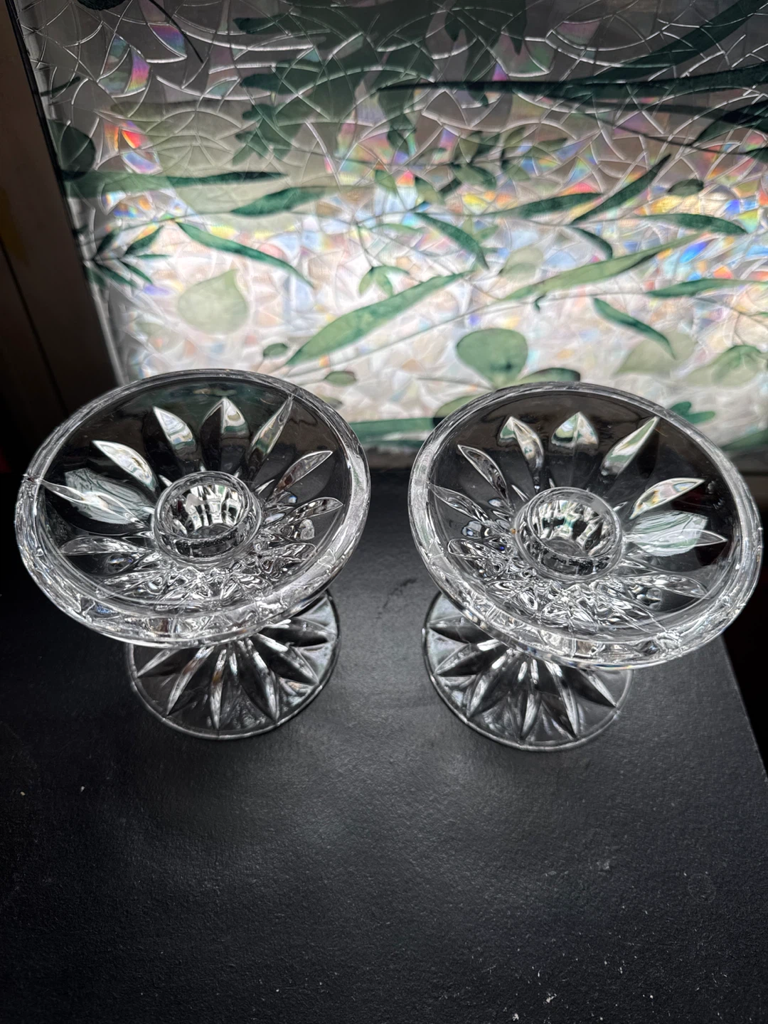 Set of 2 Clear Crystal Pedestal Candle Holders - photo 2