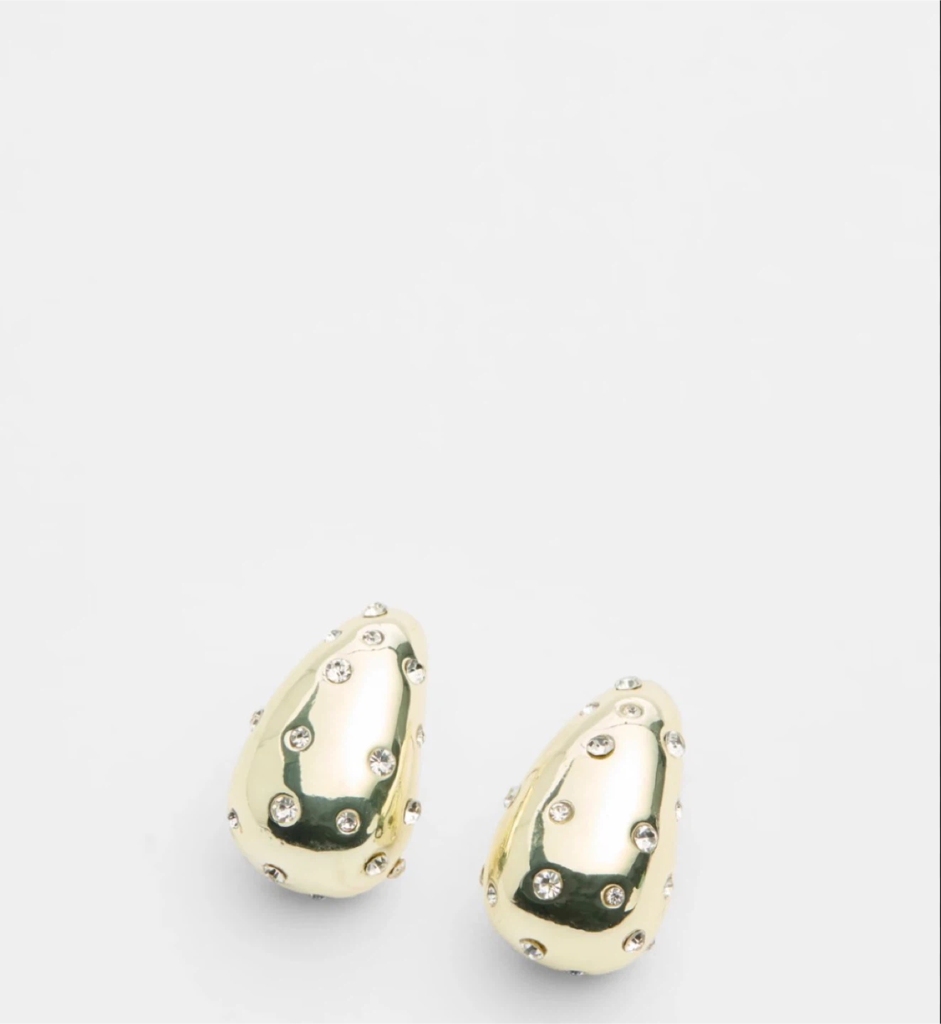 Gold plated Teardrop Earrings with Rhinestones - photo 2