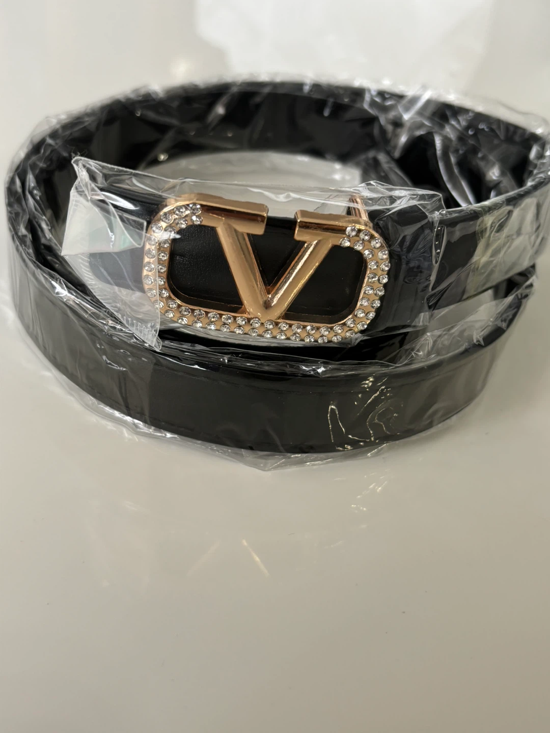 Fashion Belt with Rhinestone Buckle