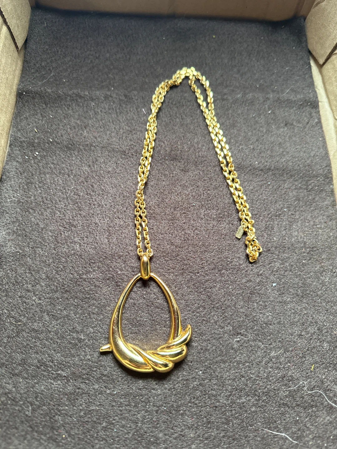 Gold Tone Oval Pendant Necklace