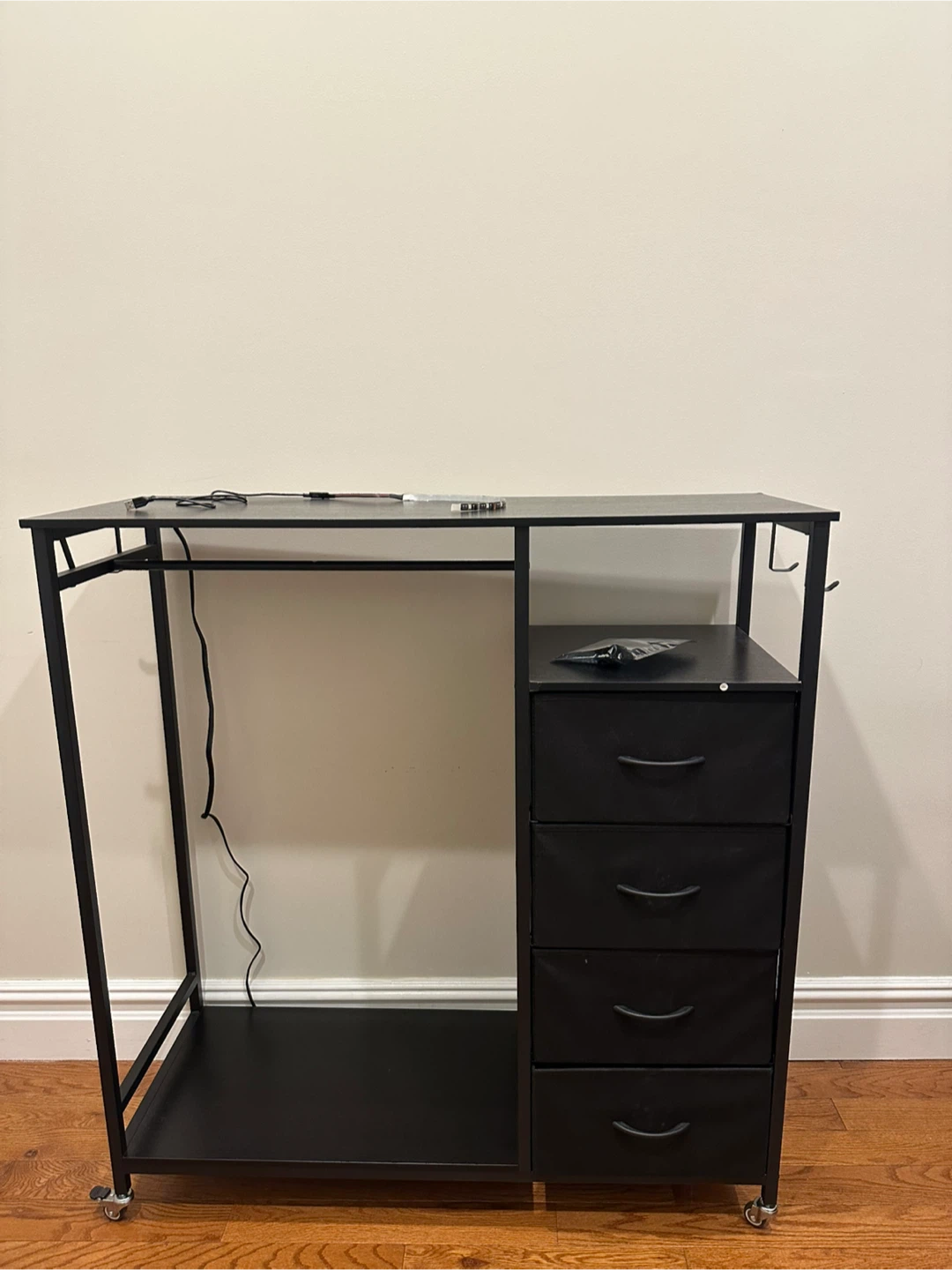 Somdot Black Dresser with Hanging Rack - photo 2