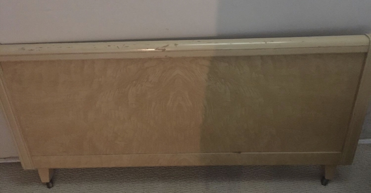 Vintage Wooden Footboard with Wheels