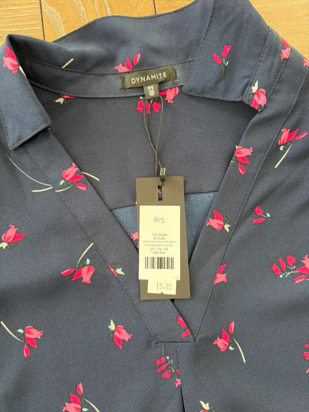 Dynamite Navy Floral Blouse - Size P/S - photo 2