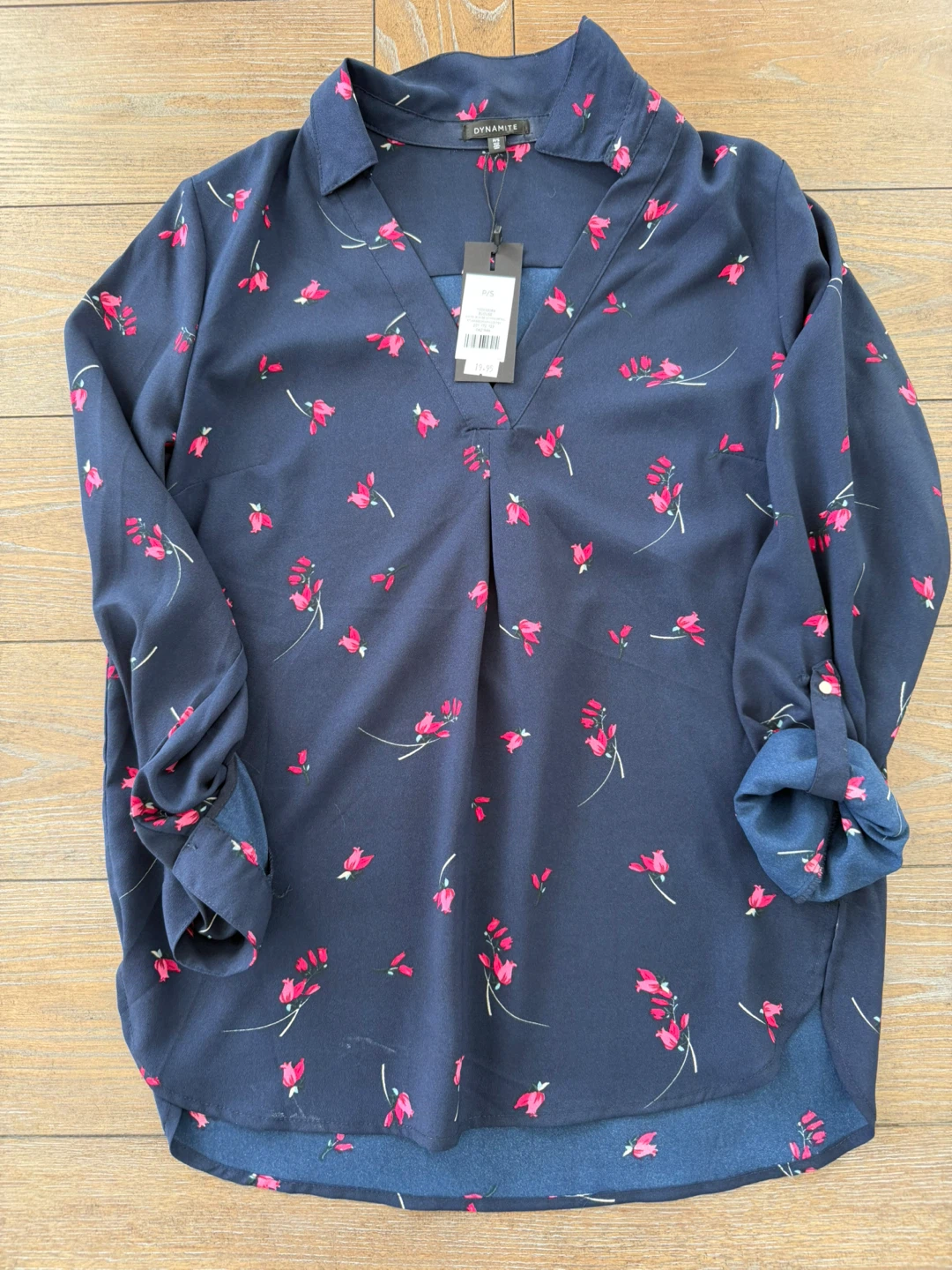 Dynamite Navy Floral Blouse - Size P/S