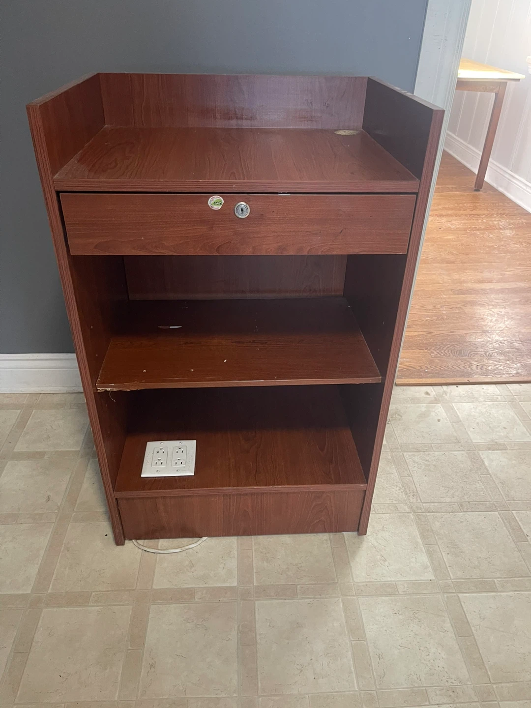 Wooden Podium Stand with Shelves