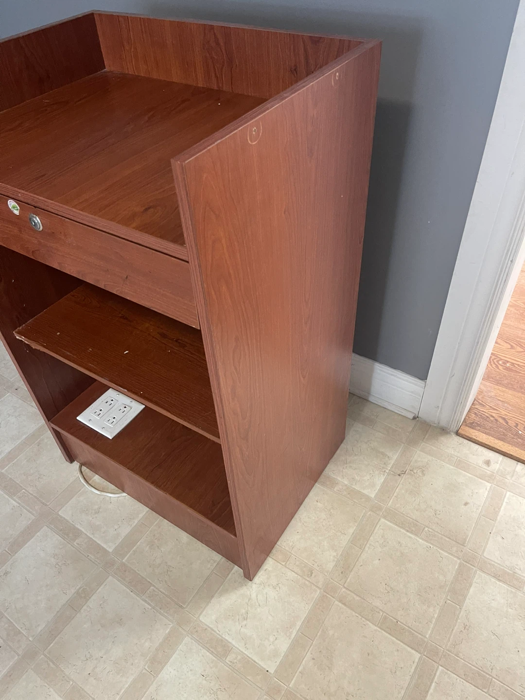 Wooden Podium Stand with Shelves - photo 3