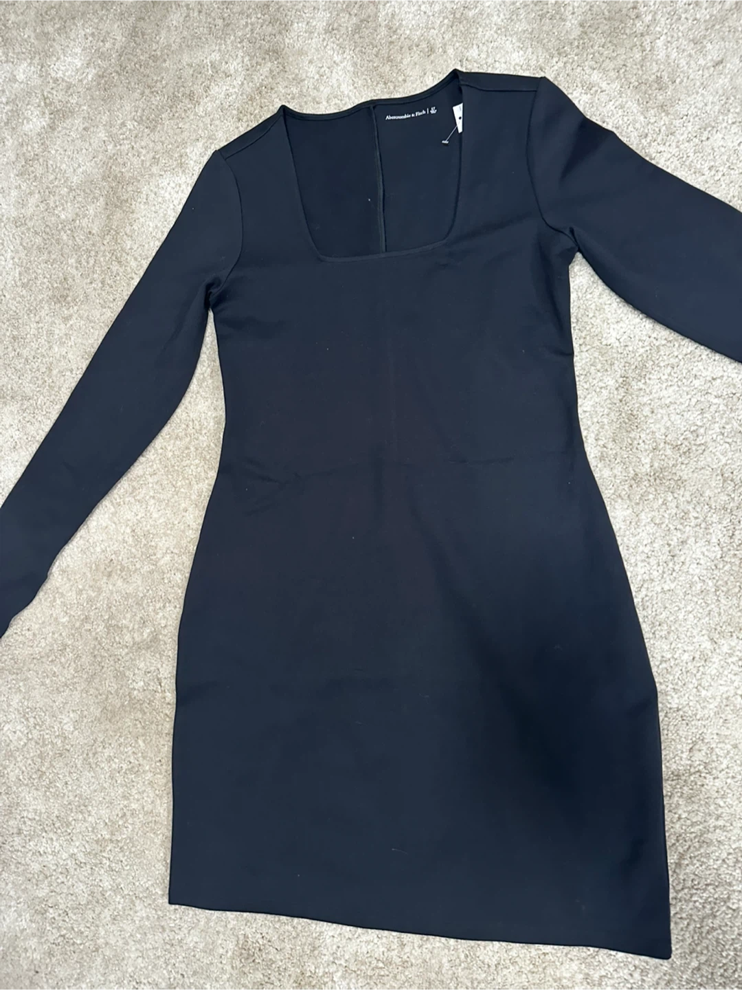 NEW Abercrombie & Fitch Black Long Sleeve Square Neck Mini Dress - photo 2