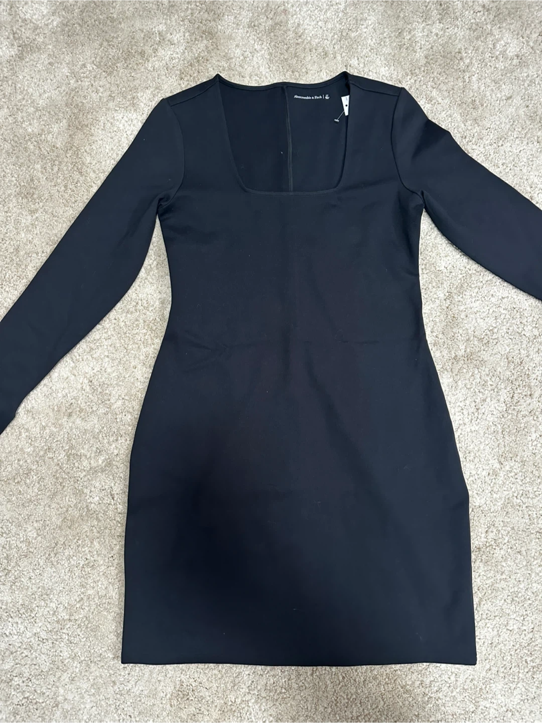 NEW Abercrombie & Fitch Black Long Sleeve Square Neck Mini Dress