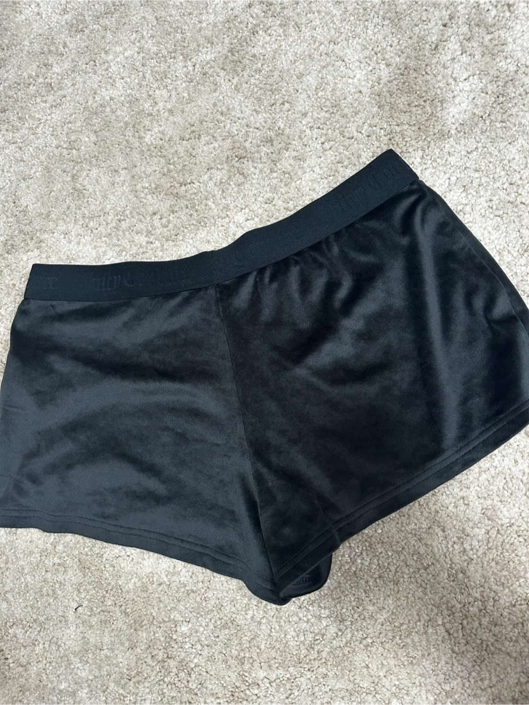 Juicy Couture Black Velour Shorts with Rhinestone Logo - photo 3