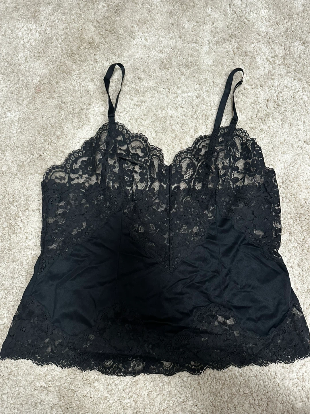 Vintage Black Lace Camisole Slip