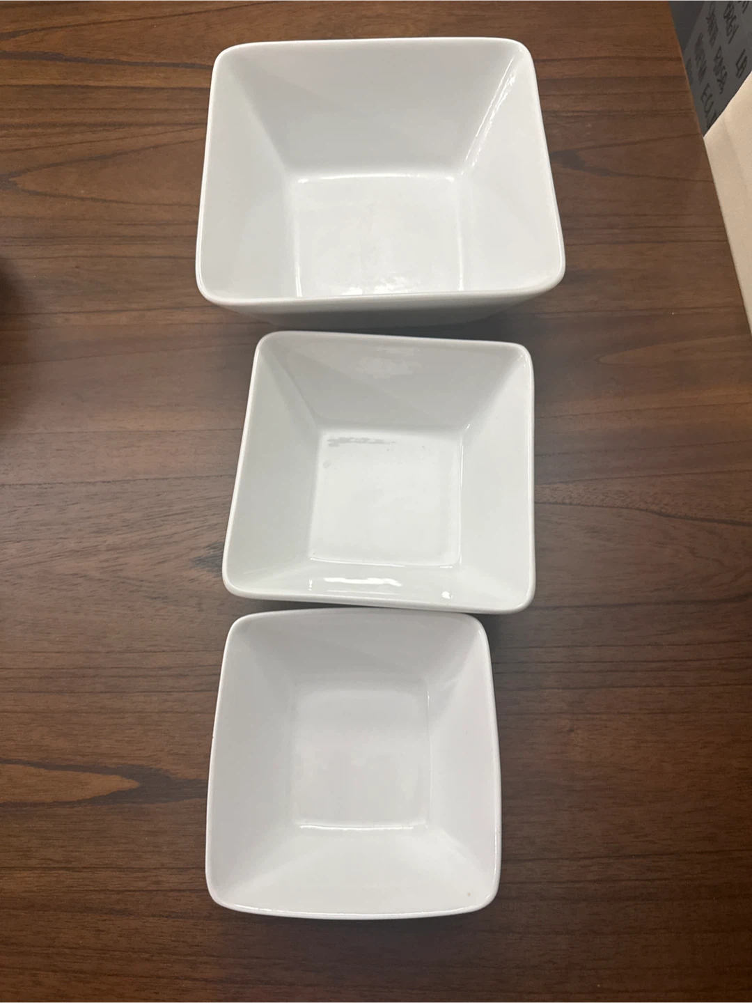 Set of 3 White Square Serving Bowls - photo 3