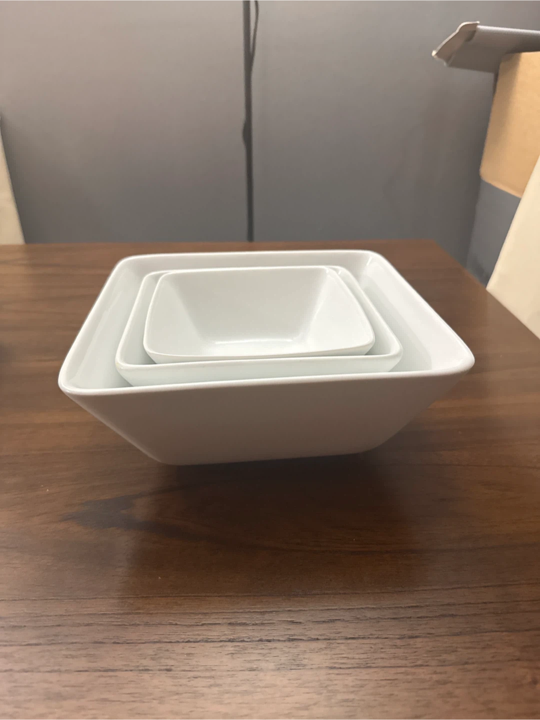 Set of 3 White Square Serving Bowls - photo 2