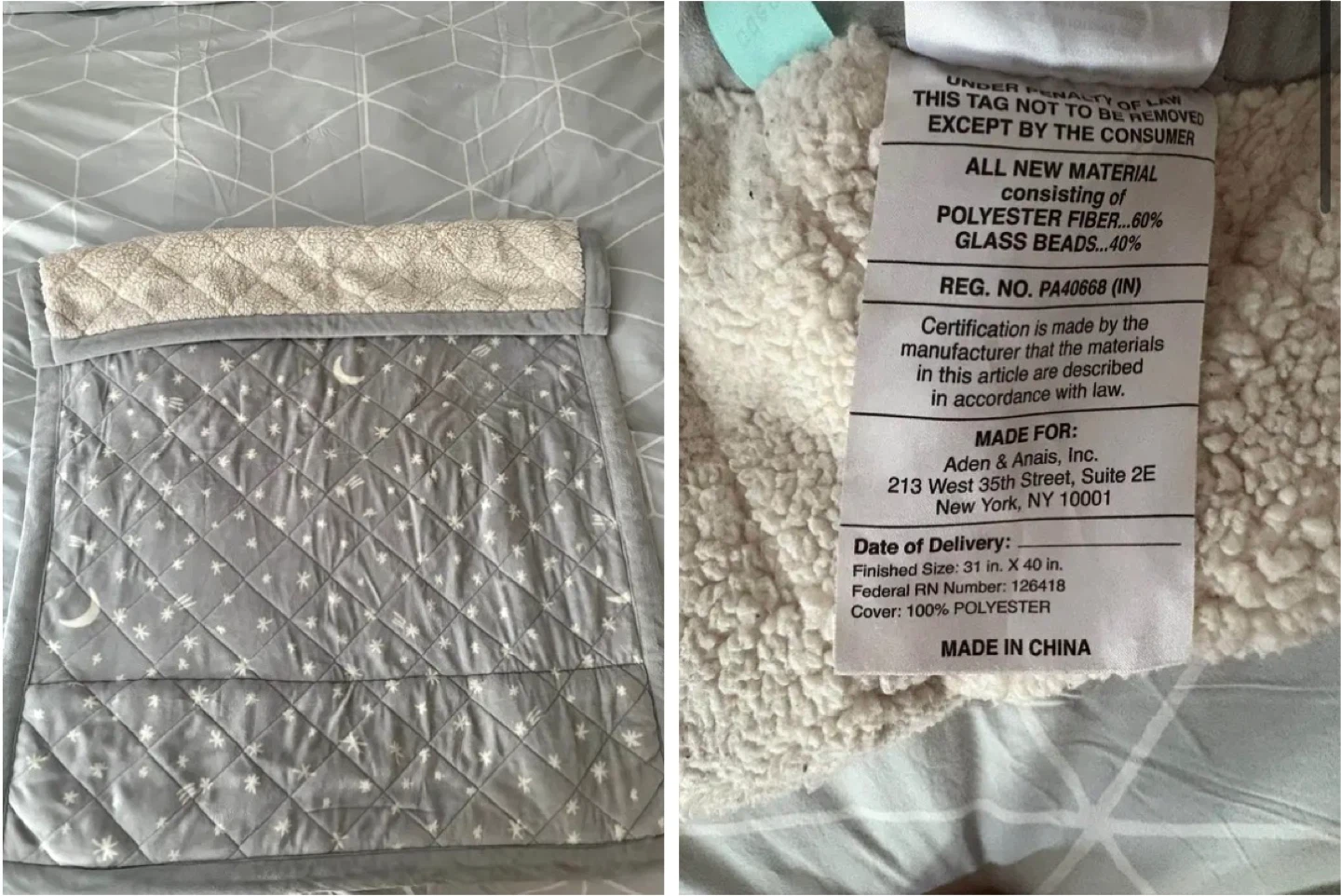 Weighted Toddler blanket (fits cribs)
