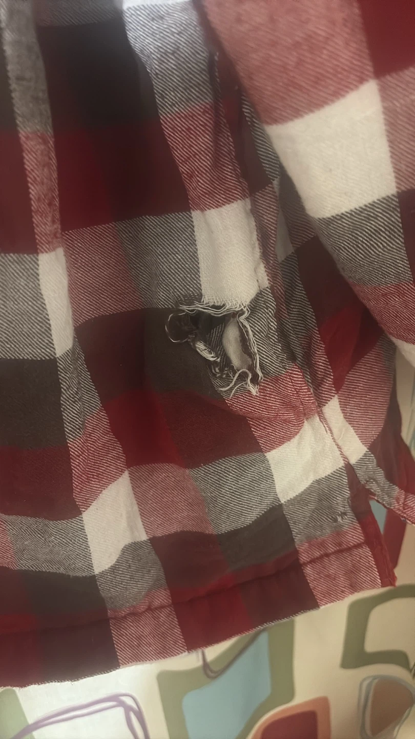 Red Plaid Flannel Lined Hooded Jacket - photo 2