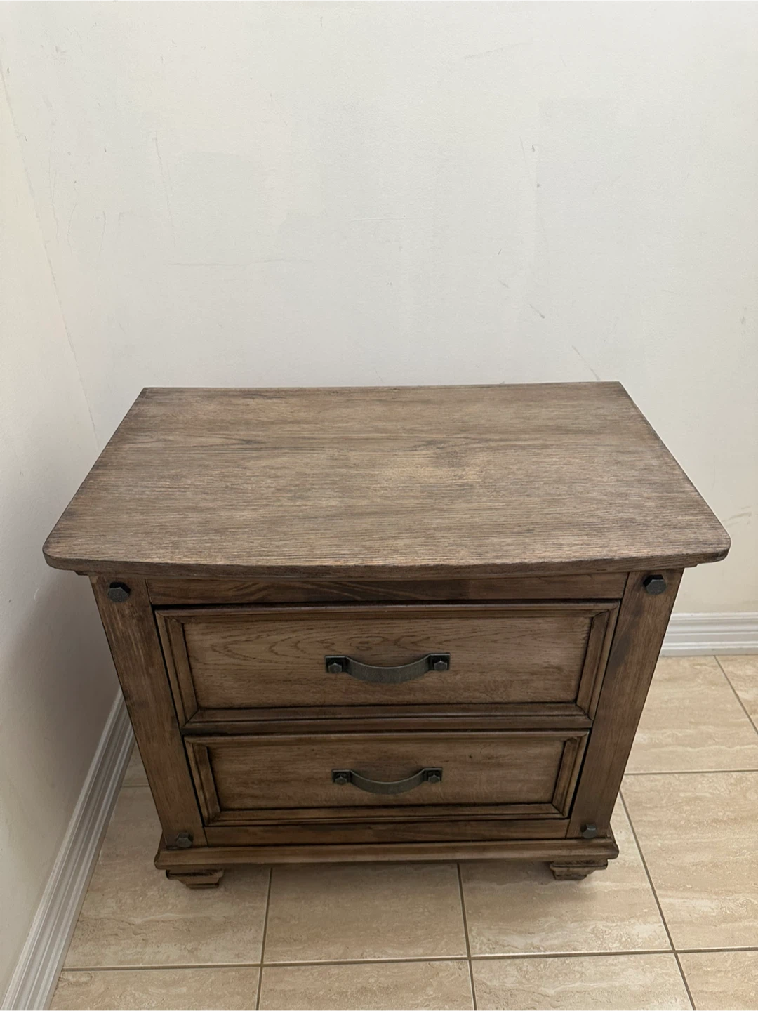 Wooden Nightstand with 2 Drawers - photo 5