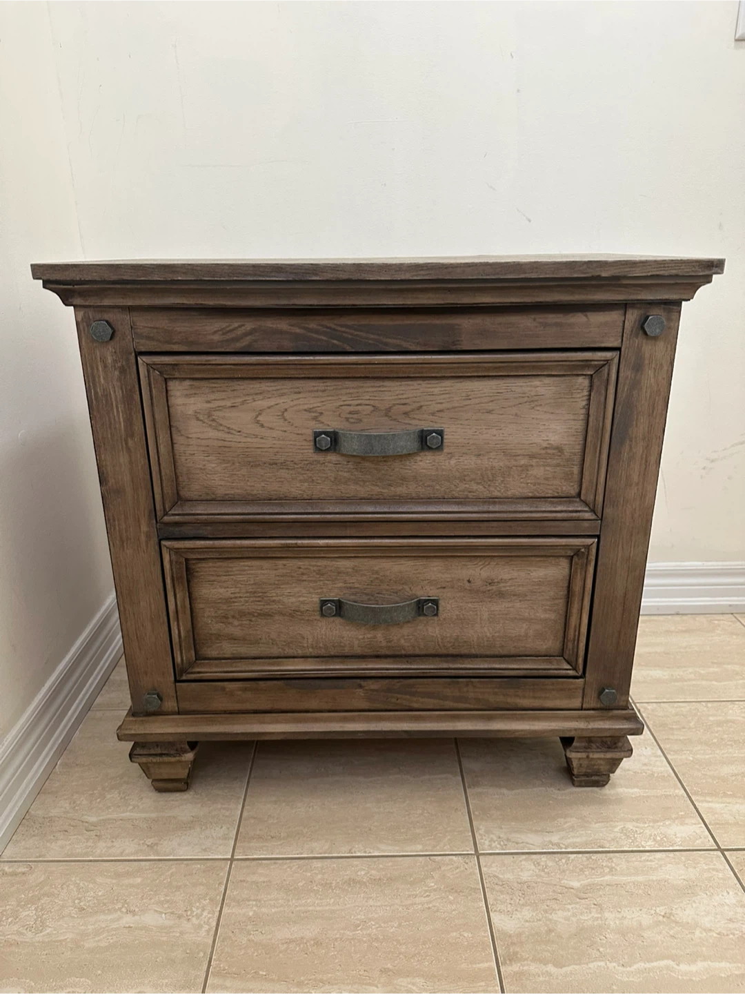 Wooden Nightstand with 2 Drawers