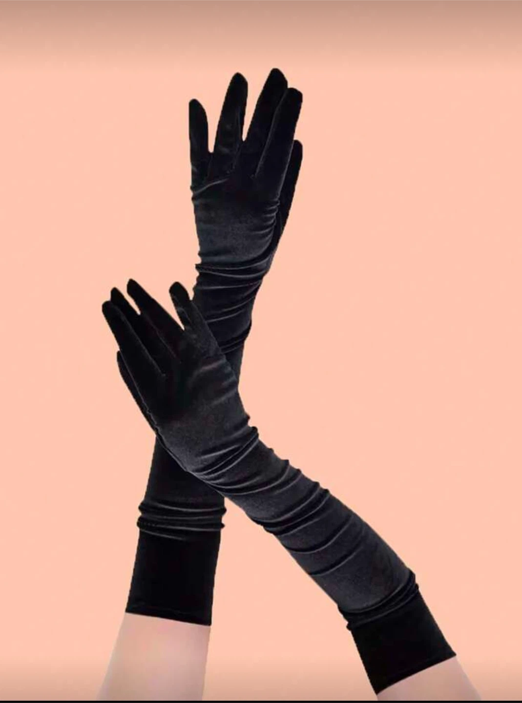 Black Velvet Long Gloves