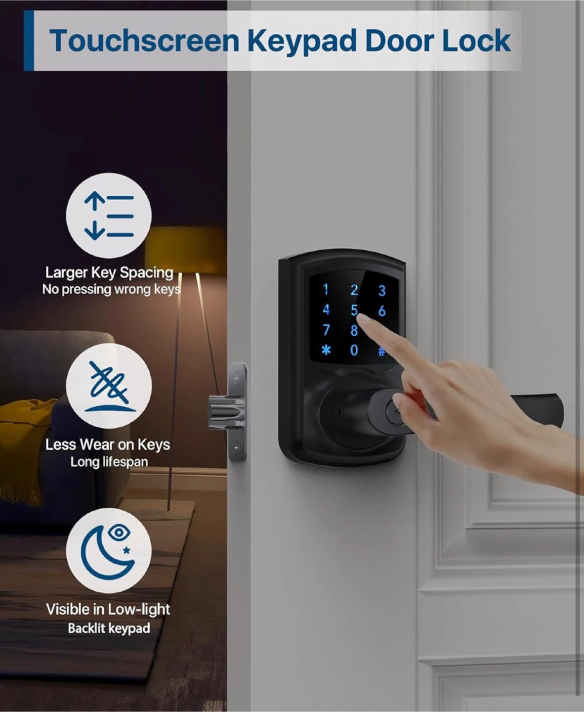 HIDALIFE Keyless Entry Door Lock with Keypad and Handle - photo 4