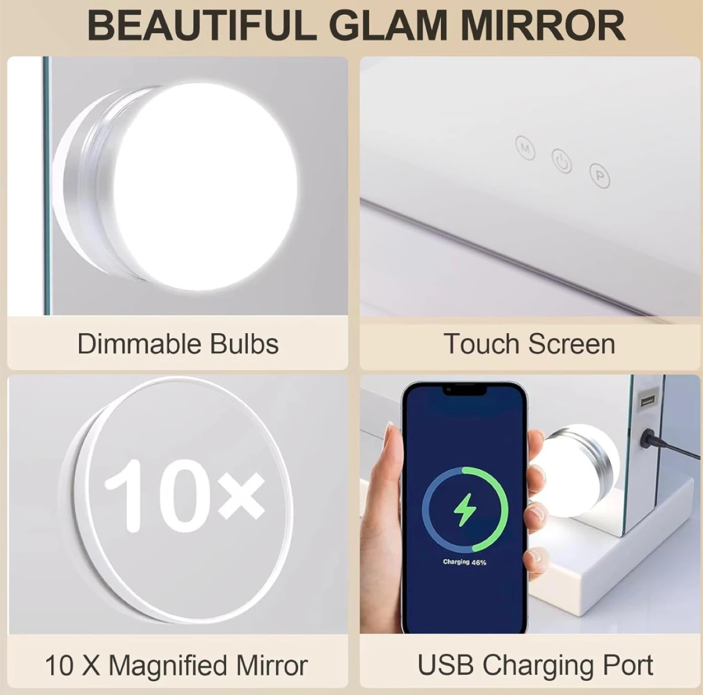 Hollywood Vanity Mirror with Lights and Magnifying Mirror - photo 4