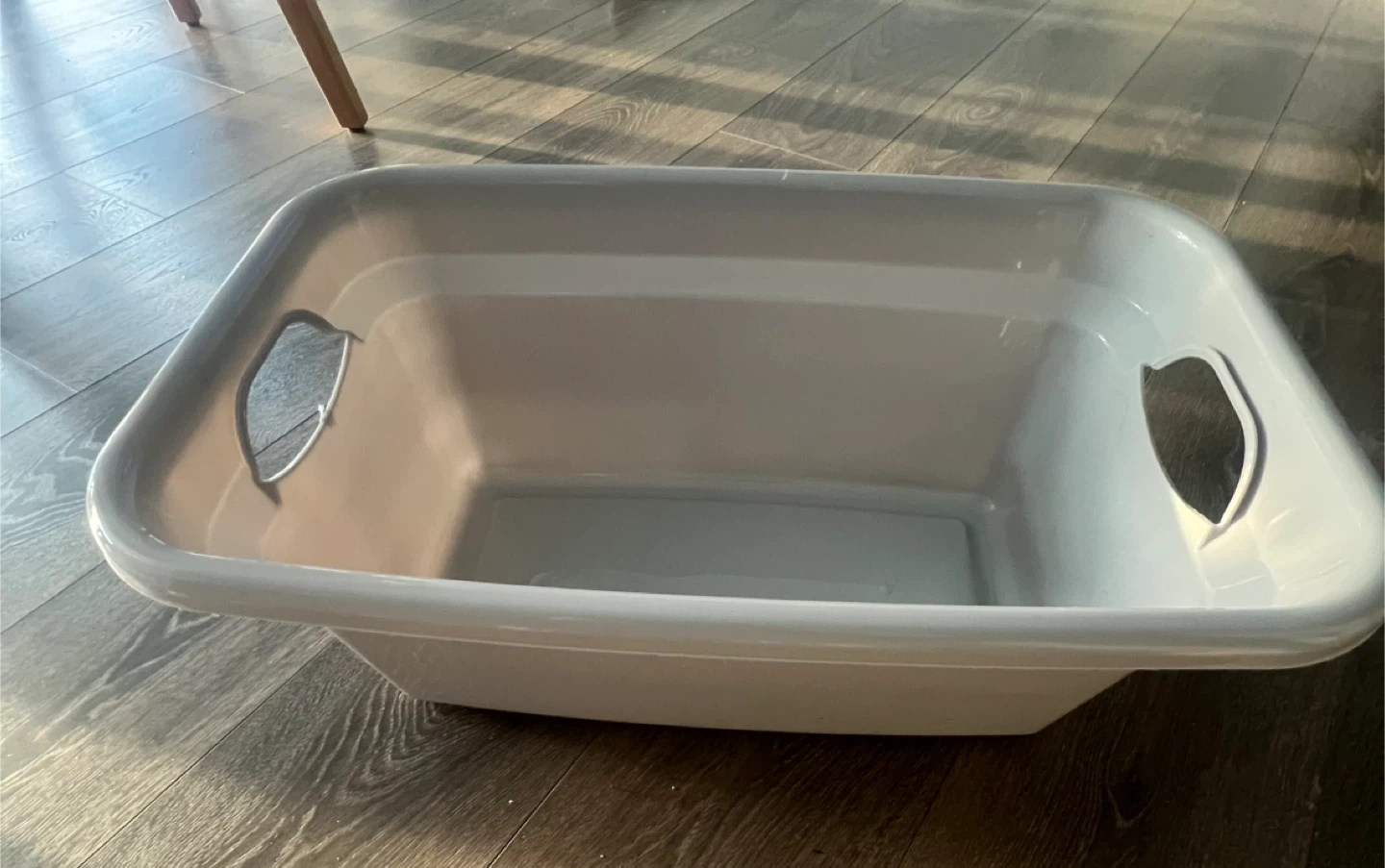 Light Grey Plastic Laundry Basket with Handles