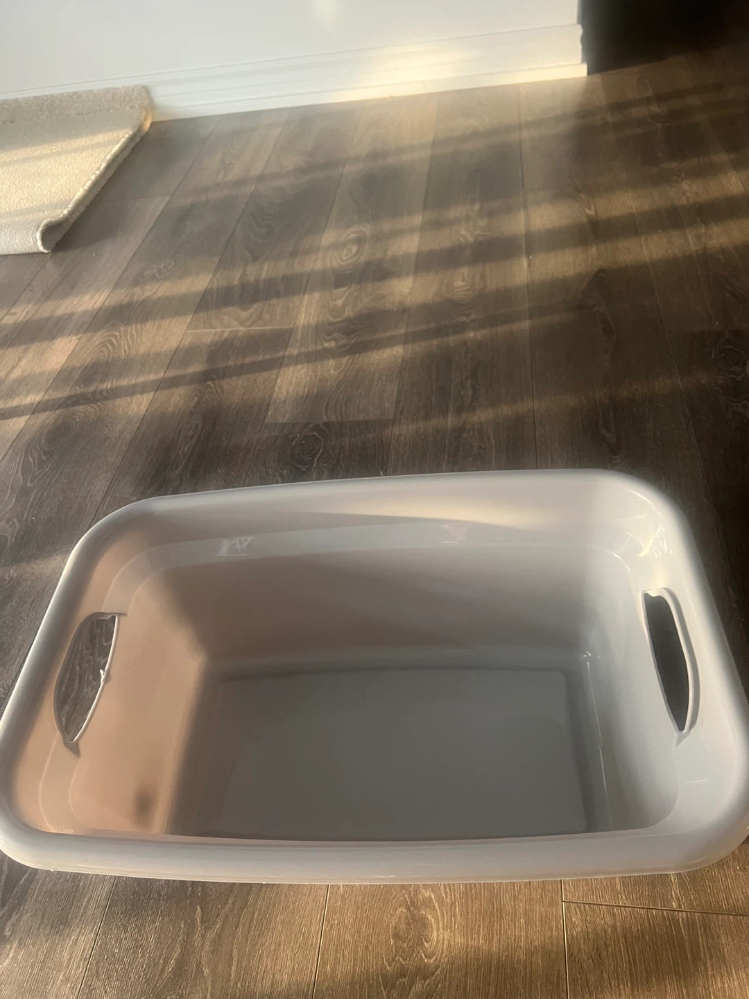 Light Grey Plastic Laundry Basket with Handles - photo 3