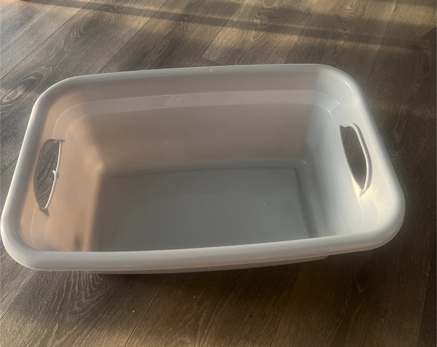 Light Grey Plastic Laundry Basket with Handles - photo 2
