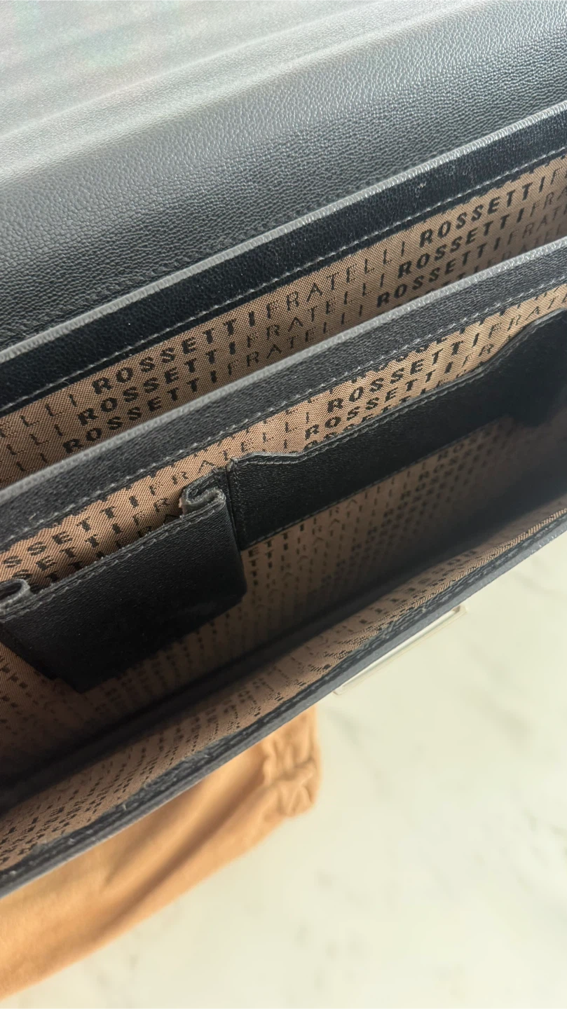 Fratelli Rossetti Black Leather Briefcase