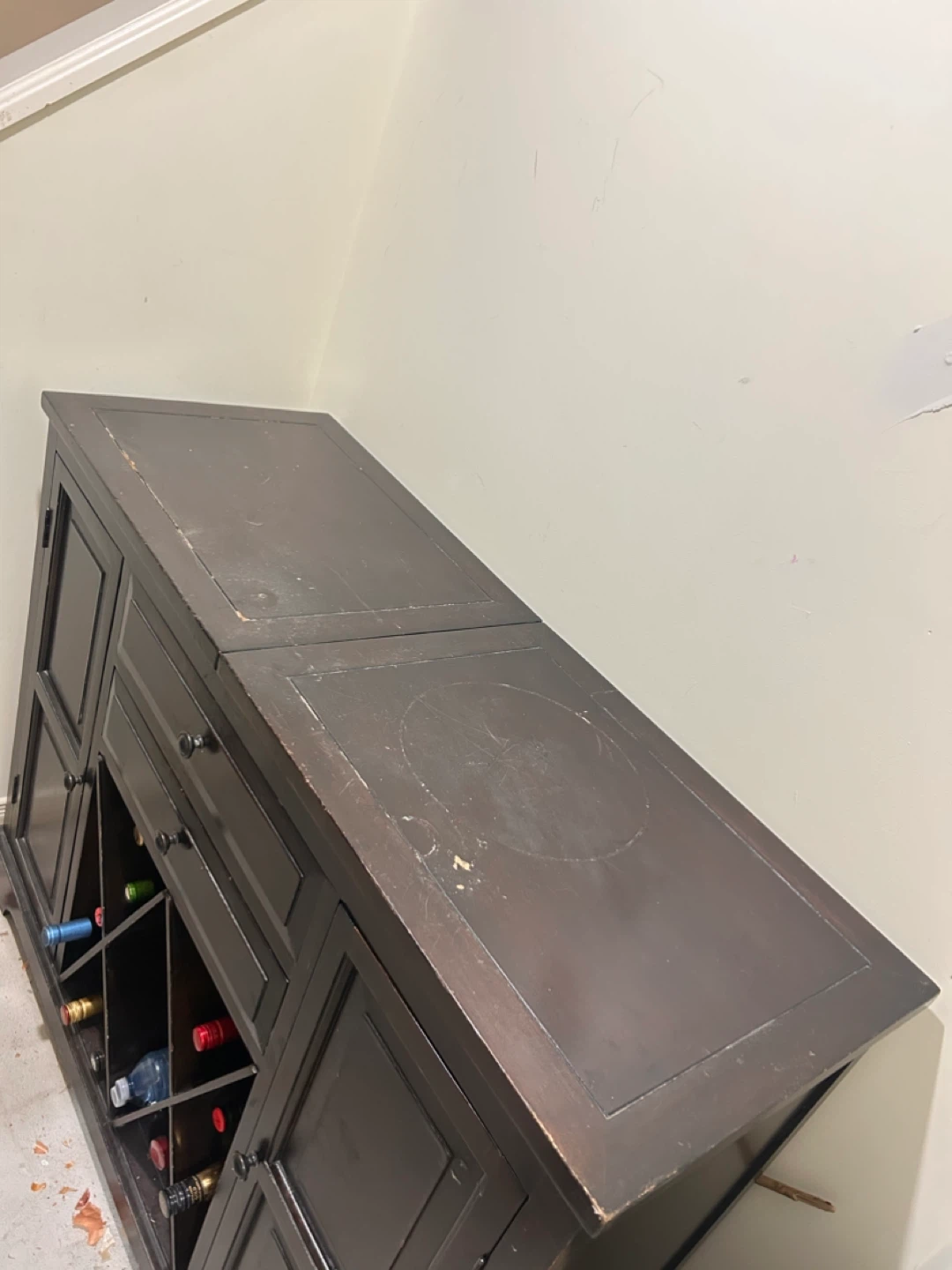 Antique Solid Wood Bar with Wine Rack - photo 5