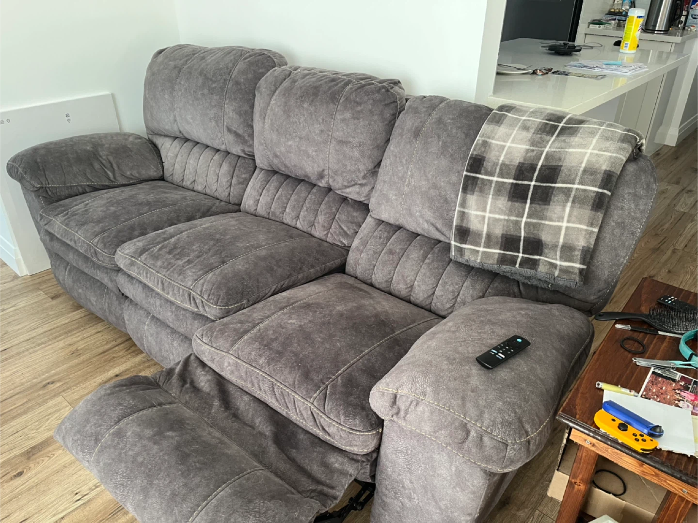 Grey Reclining Sofa