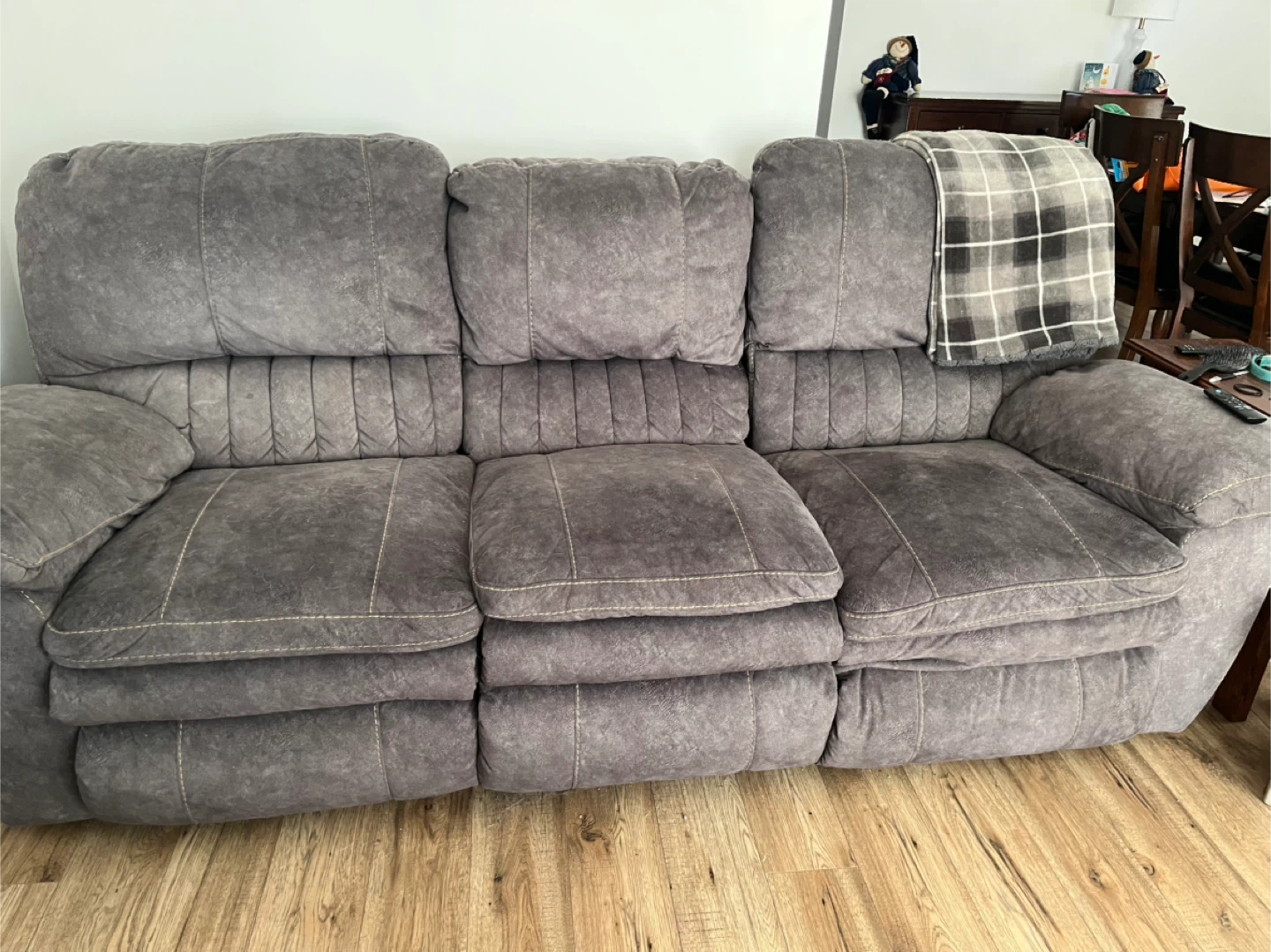 Grey Reclining Sofa - photo 2