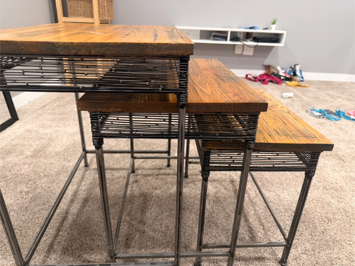 Nesting Side Tables - Wood and Metal - photo 2
