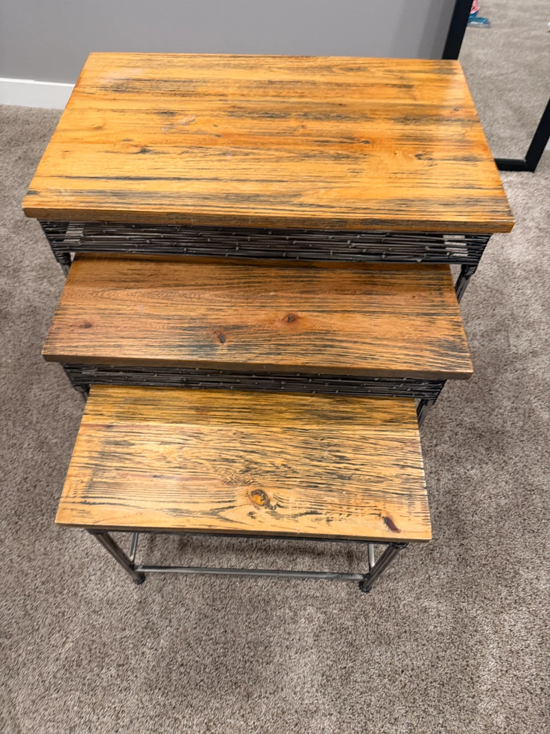 Nesting Side Tables - Wood and Metal
