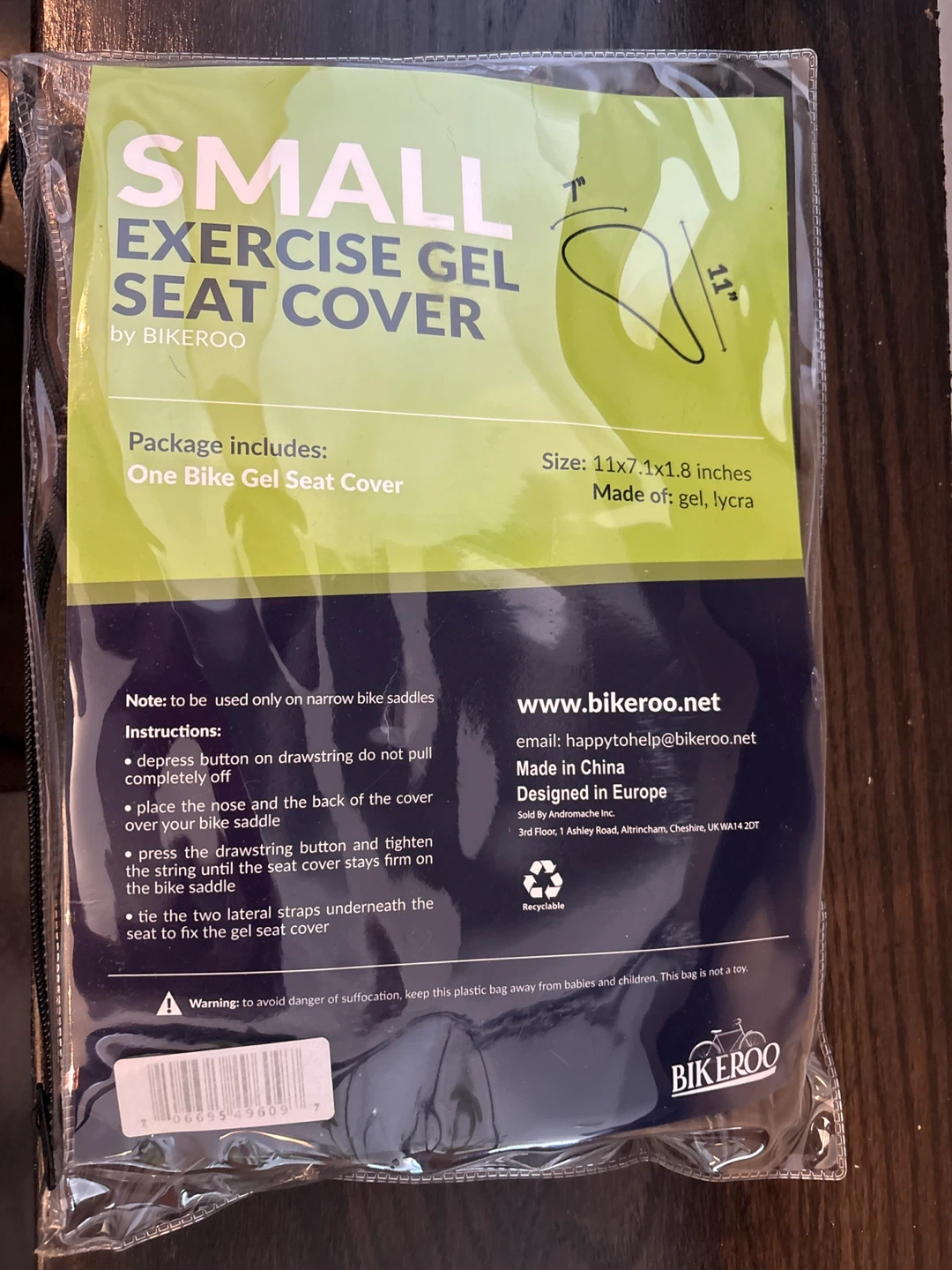 “NEW” BIKEROO Small Exercise Gel Seat Cover
