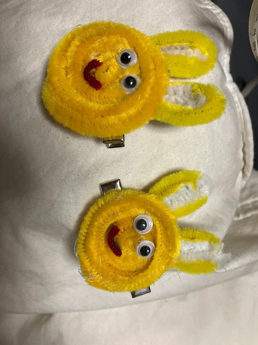 Yellow Chenille Bunny Hair Clips - Set of 2