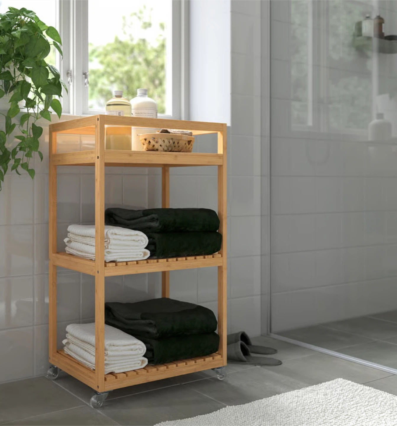 Moving sale! Bamboo 3-Tier Rolling Cart - photo 2