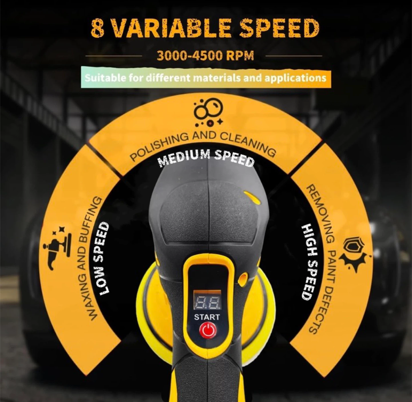 Car Buffer Polisher Cordless Compatible with Dewalt 20V Battery, - photo 5