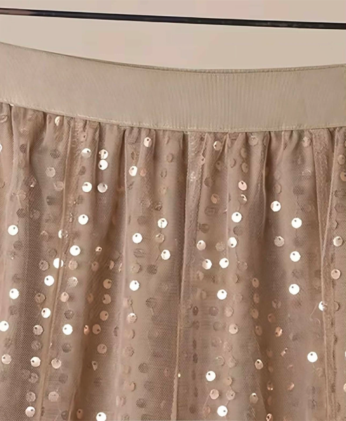 Sparkly Tulle Maxi Skirt - Beige - photo 3
